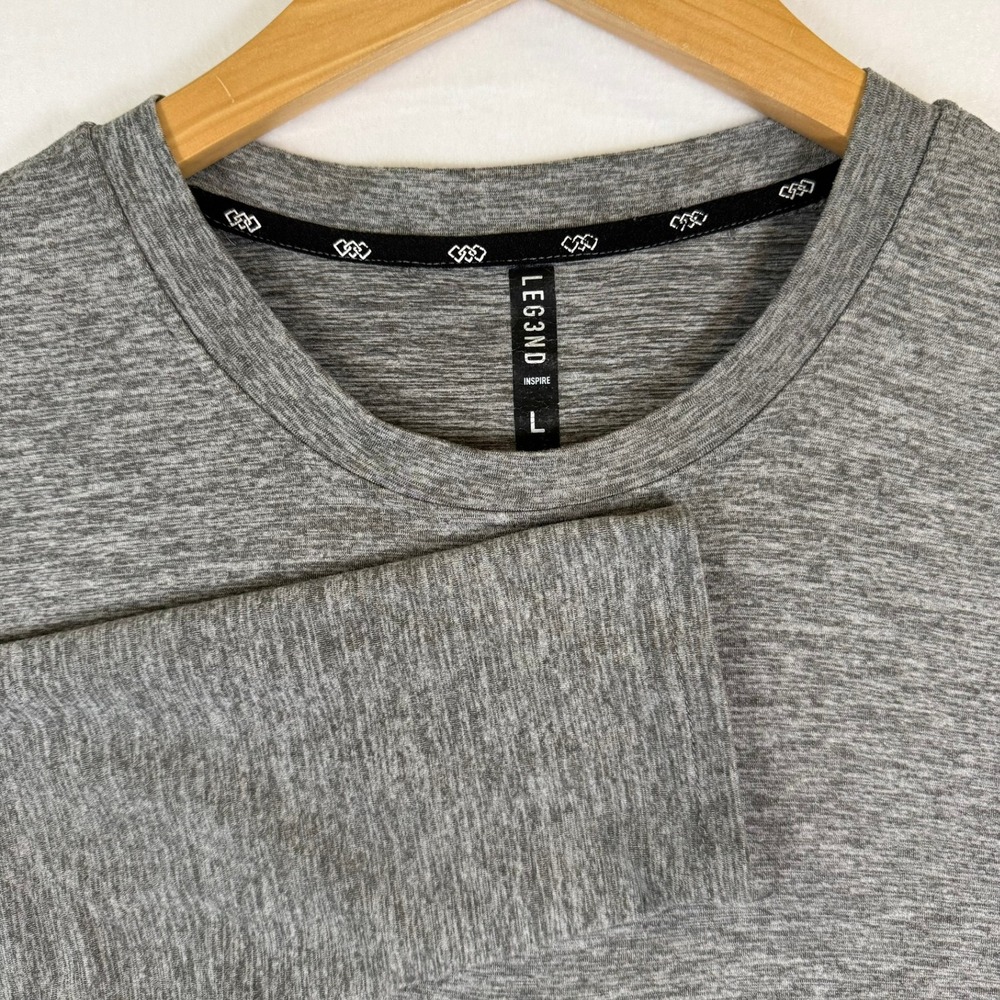 Legend Inspire Mens Large Long Sleeve Performance Shirt Heather Gray Space Dye